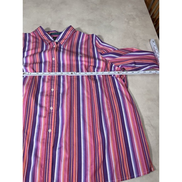 Lauren Ralph Lauren  Vertical Multicolor Striped Button Shirt 1X Long Sleeve - Picture 5 of 11